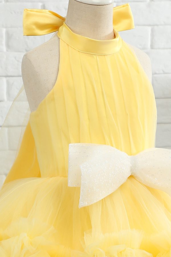 Yellow Halter Flower Girl Dress For Cheap