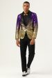 Sparkly Purple and Golden Sequins Men s Prom Blazer Fashion