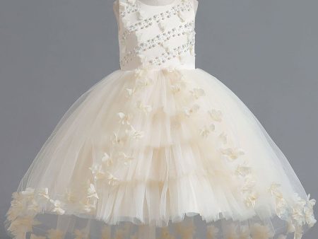 Champagne Beading High Low Butterfly Girls Dresses Online Hot Sale