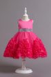 Fuchsia A Line Sequin Flower Girls  Party Dress With Bow on Sale