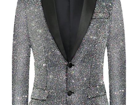 Glitter Grey Shawl Lapel Men s Prom Blazer Online Sale