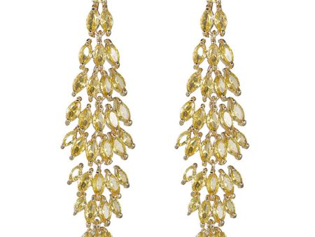 Yellow Rhinestone Dangling Earrings Hot on Sale