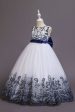 Navy Sleeveless A Line Embroidery Girls  Dress For Discount