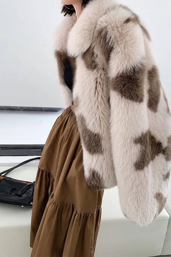 Khaki Shawl Lapel Midi Faux Fur Shearling Coat Discount