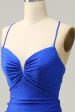 Mermaid Spaghetti Straps Royal Blue Long Formal Dress with Beading Discount