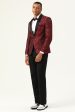 One Button Red Shawl Lapel Jacquard Men s Prom Blazer on Sale