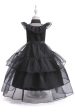 Black Tulle A Line Girl Dress with Belt Supply