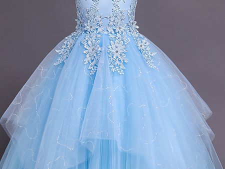 Tulle Light Blue Flower Girl Dress with Appliques Hot on Sale