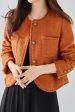 Orange Tweed Shawl Lapel Button Cropped Women Coat Supply