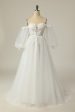 A Line Off the Shoulder Ivory Bridal Dress with Long Sleeves For Discount