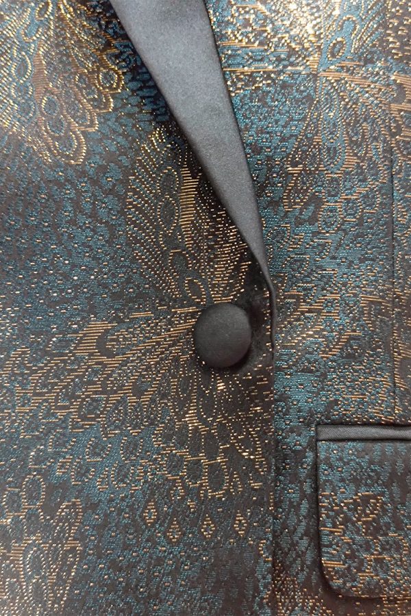 Dark Blue Jacquard Shawl Lapel Men s Prom Blazer For Cheap