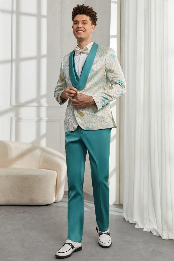 Shawl Lapel One Button Light Green 3 Piece Men s Homecoming Suits Online now