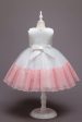 Pink Sleeveless Flower Tulle Girls  Dress With Bow Online Sale