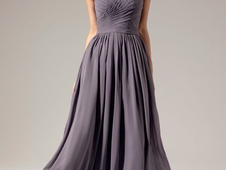 Long V-neck Bridesmaid Dress on Sale