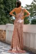 Rose Gold Sequin Prom Bridesmaid Dress Online Hot Sale