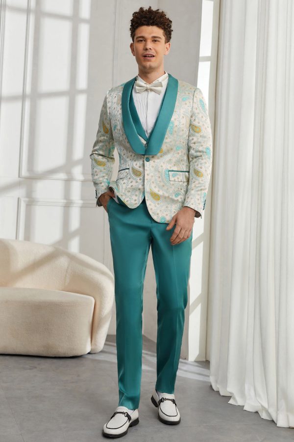 Shawl Lapel One Button Light Green 3 Piece Men s Homecoming Suits Online now