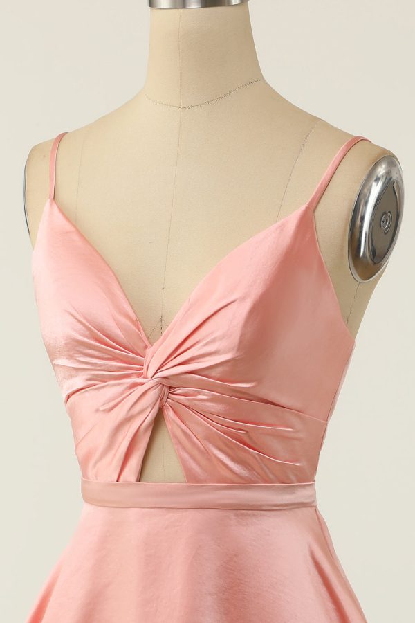 A Line Spaghetti Straps Blush Short Homecoming Party Dress Fashion