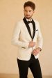 White Shawl Lapel Jacquard One Button Men s Prom Blazer Discount