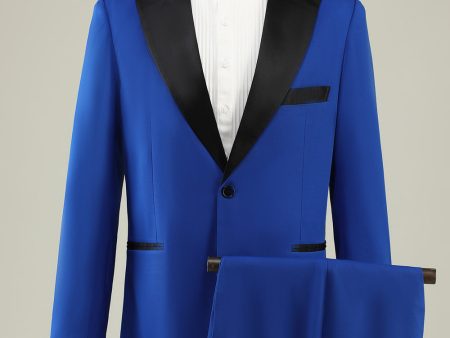 Slim Fit Peak Lapel One Button Blue Men s Prom Suits Fashion