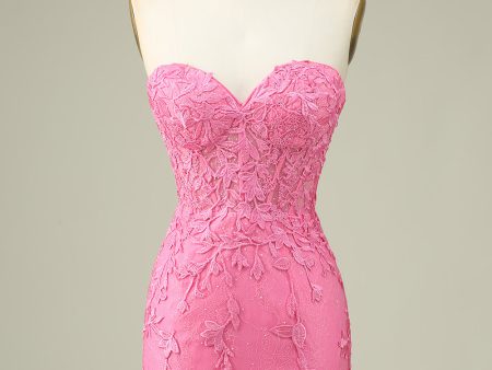 Bodycon Sweetheart Pink Corset Homecoming Dress with Appliques Sale