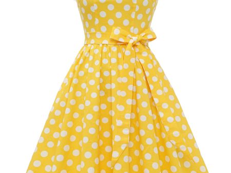 Yellow Polka Dots Pin Up Vintage Dress Discount