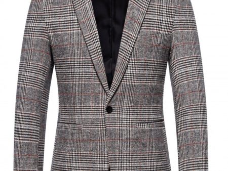 Brown Grid Business Blazer for Men Fashion