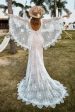 Ivory and Champagne Lace Boho Wedding Dress With Cape For Sale