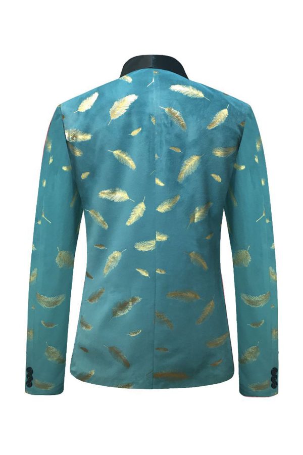 Turquoise Jacquard Shawl Lapel Men s Prom Blazer Discount