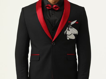 3 Piece Black Red Shawl Lapel Men s Prom Suits Online Sale