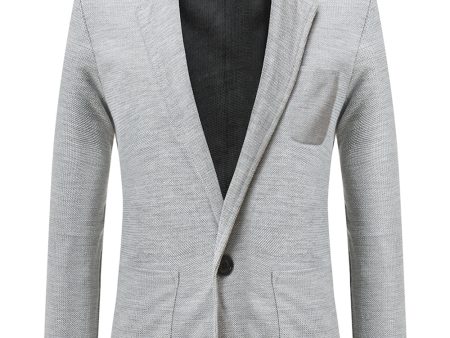 Grey Knitted Notched Lapel Men s Blazer For Cheap