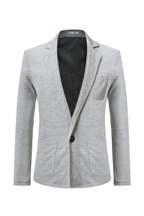 Grey Knitted Notched Lapel Men s Blazer For Cheap