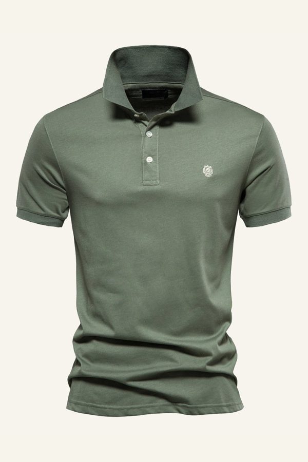 Classic Grey Green Regular Fit Collared Men s Polo Shirt Online