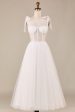 Ivory A-Line Tea-Length Tulle Corset Wedding Dress Cheap