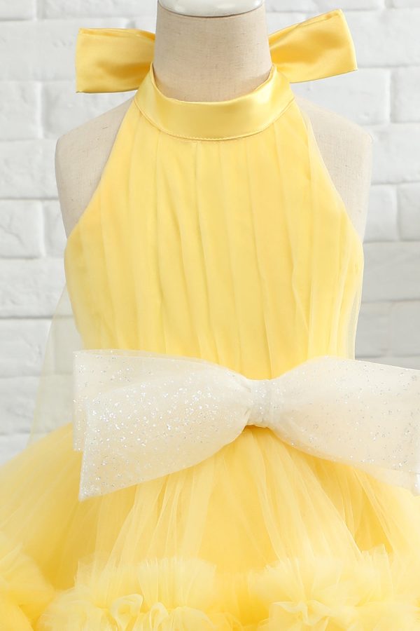 Yellow Halter Flower Girl Dress For Cheap