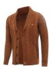 Brown Cable Knitted Long Sleeves Men s Cardigan Sweater Fashion