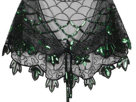 1920s Green Flower Sequin Women Cape Sale