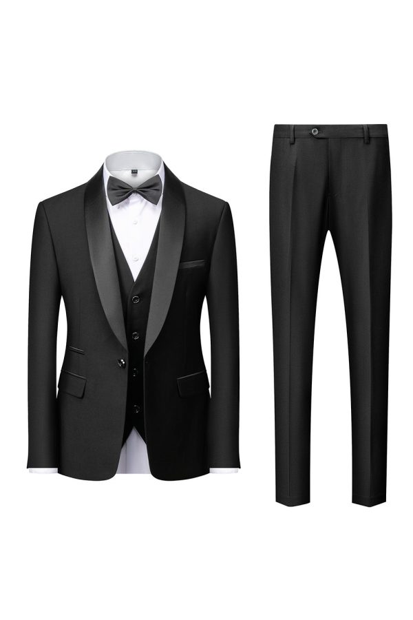 Grey Shawl Lapel Men s 3 Pieces Suits Fashion