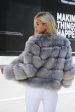 Grey Fluffy Cropeed Shawl Lapel Faux Fur Shearling Coat Online now