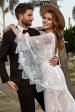 Ivory and Champagne Lace Boho Wedding Dress With Cape For Sale