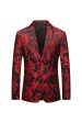 Red Notched Lapel Jacquard Prom Blazer Hot on Sale