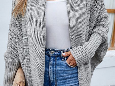 Grey Knitted Poncho Cardigan Sweater Discount