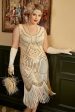 Apricot Plus Size 1920s Gatsby Dress with 20s Acessories Set Online now