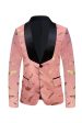 Turquoise Jacquard Shawl Lapel Men s Prom Blazer Discount