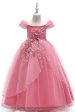 A-Line Beaded Blush Girls Dresses with Appliques Cheap