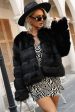 Grey Shawl Lapel Cropped Women Faux Fur Coat Discount