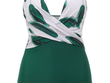 Banana Leaf Printed Green One Piece Swimwear on Sale