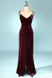 Burgundy Velvet Evening Prom Dress For Discount