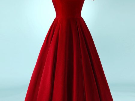 Burgundy Off the Shoulder Velvet Prom Dress Sale