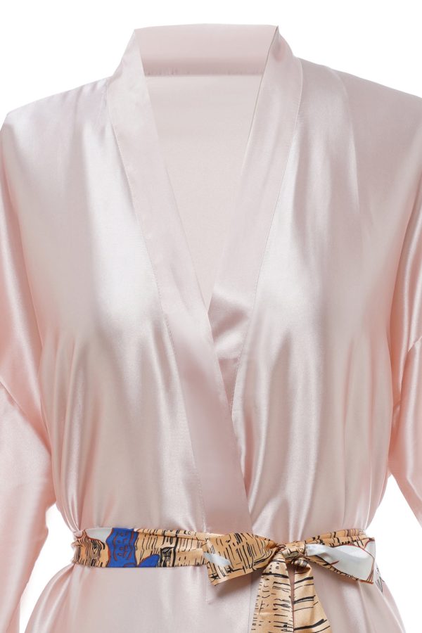 Blush Printed Bridal Satin Robe Sale