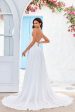 Ivory A-Line Halter Sweep Train Wedding Dress with Slit on Sale